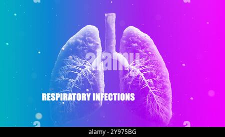 Les poumons humains infectés se propagent à l'intérieur de l'innovation et de la technologie médicale. RSV, symptômes du virus syncytial Banque D'Images