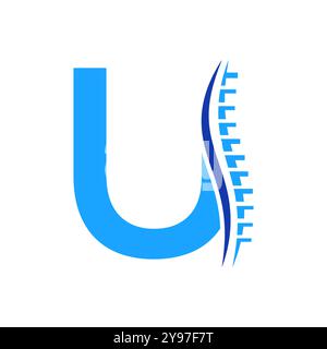 Logo de diagnostic de colonne vertébrale sur le modèle vectoriel lettre U. Symbole orthopédique Illustration de Vecteur
