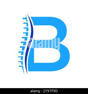 Logo de diagnostic de colonne vertébrale sur le modèle vectoriel lettre B. Symbole orthopédique Illustration de Vecteur
