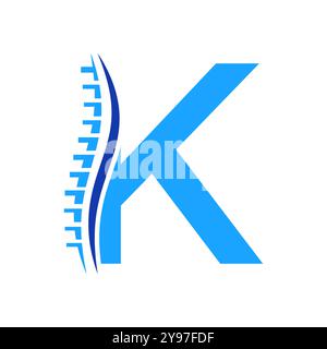 Logo de diagnostic de colonne vertébrale sur le modèle vectoriel lettre K. Symbole orthopédique Illustration de Vecteur