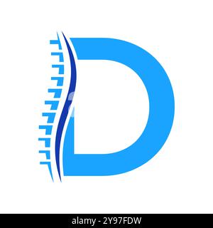 Logo de diagnostic de colonne vertébrale sur le modèle vectoriel lettre D. Symbole orthopédique Illustration de Vecteur