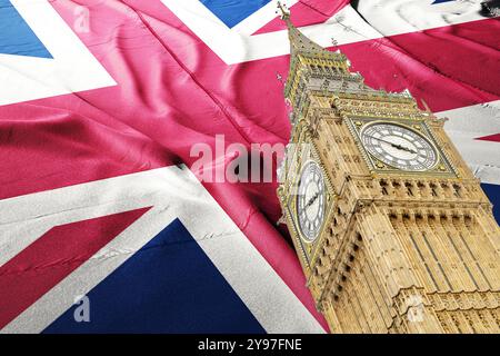 Élections au Royaume-Uni drapeau du Royaume-Uni drapeau du Royaume-Uni Keir Starmer Labour Party remporte les élections générales au Royaume-Uni comme Keir Starmer le dit 2025 Banque D'Images