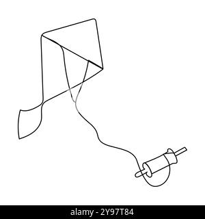 Heureux makar sankranti Makar sankranti célébration avec conception de cerfs-volants illustration vectorielle d'Un cerf-volant rouge classique avec une queue bleue et des arcs jaunes Illustration de Vecteur