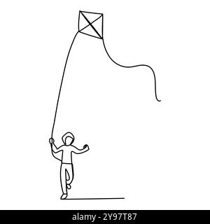 Heureux makar sankranti Makar sankranti célébration avec conception de cerfs-volants illustration vectorielle d'Un cerf-volant rouge classique avec une queue bleue et des arcs jaunes Illustration de Vecteur