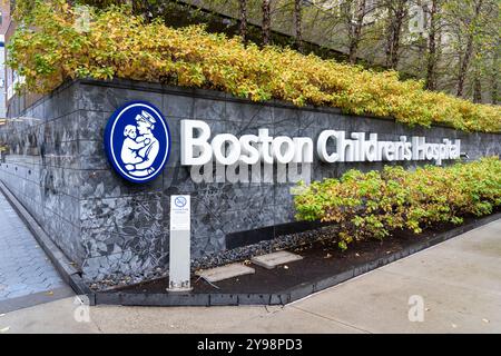 Le panneau de sol de l’hôpital pour enfants de Boston à Boston, Massachusetts, États-Unis Banque D'Images