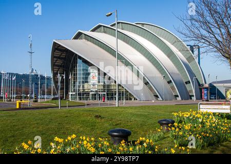 Le Clyde Auditorium, affectueusement connu sous le nom d'Armadillo en raison de sa forme, Glasgow, Écosse Banque D'Images