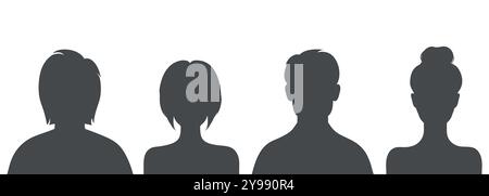 Silhouettes hommes et femmes ensemble isolé sur fond blanc. Portraits abstraits d'ombres masculins et féminins. Illustration vectorielle Illustration de Vecteur