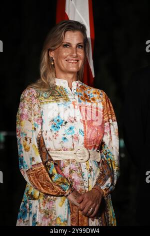 La duchesse d'Édimbourg lors de la réception d'anniversaire du roi à la résidence du haut-commissaire britannique, Villa de Giorgio à Naxxar, le troisième jour d'une tournée royale à Malte pour marquer le 60e anniversaire de son indépendance et célébrer le patrimoine commun du pays et la collaboration continue avec le Royaume-Uni. Date de la photo : mercredi 9 octobre 2024. Banque D'Images