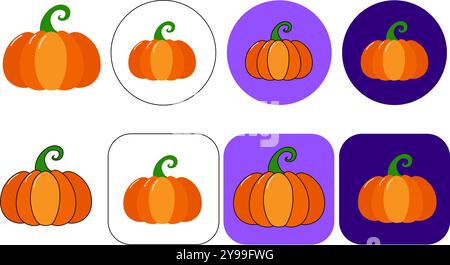 Logo de citrouilles fraîches de la ferme, isolé sur fond blanc, signe de citrouille, légumes frais. Icône citrouille. Enseigne de stand agricole. Choisissez vos propres citrouilles Illustration de Vecteur