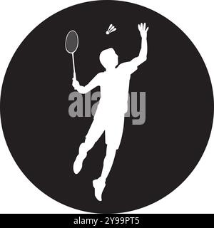 Icône silhouette d'une personne jouant au Badminton Illustration de Vecteur