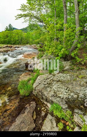 Montagnes Adirondack et West Branch Ausable River, Wilmington, NY Banque D'Images