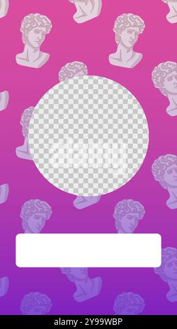 Un modèle d'histoire Instagram tendance avec un fond dégradé avec des statues de buste classiques. Cette conception vectorielle est idéale pour le contenu des médias sociaux cr Illustration de Vecteur