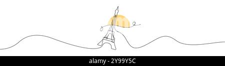 Fond vectoriel d'icône de tour Eiffel d'une ligne. Icône de la tour Eiffel France. Contour continu d'une icône de tour Eiffel. Illustration de Vecteur