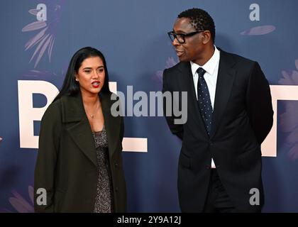 LONDRES, ROYAUME-UNI. 9 octobre 2024. Sabina Emrit Harper, David Harewood assiste à la première mondiale de 'Blitz' - Gala de la soirée d'ouverture - 68e BFI London film Festival à Londres, Royaume-Uni. (Photo de 李世惠/Voir Li/Picture Capital) crédit : Voir Li/Picture Capital/Alamy Live News Banque D'Images