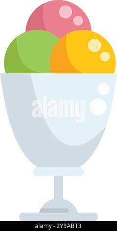 Délicieux tasse de crème glacée, avec trois saveurs différentes empilées dans une tasse de crème glacée classique Illustration de Vecteur