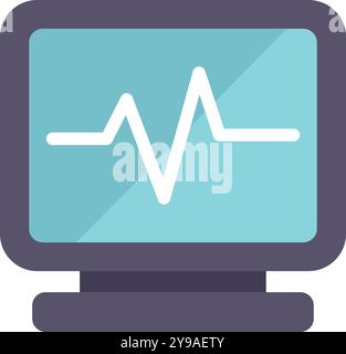 Le moniteur d'ordinateur affiche une lecture de battement de coeur d'ecg, couramment trouvé dans les hôpitaux Illustration de Vecteur