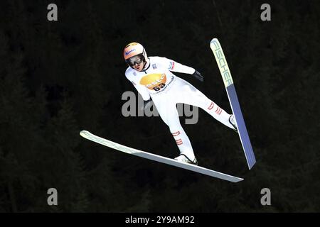 Aut) lors de l'entraînement pour la Coupe du monde de saut à ski FIS Neustadt Banque D'Images