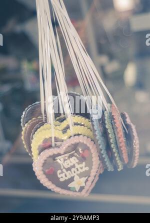 Rétro filtre biscuits au pain d'épices en forme de coeur Oktoberfest Banque D'Images