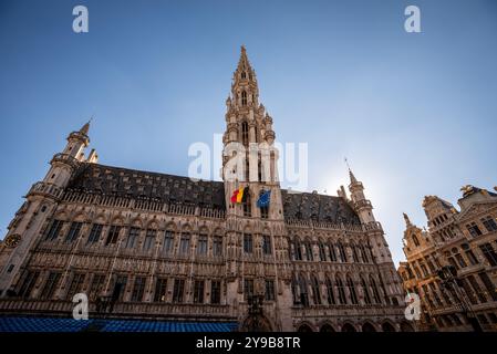 Hôtel de ville de Bruxelles sur la Grand place un jour ensoleillé - Belgique Banque D'Images