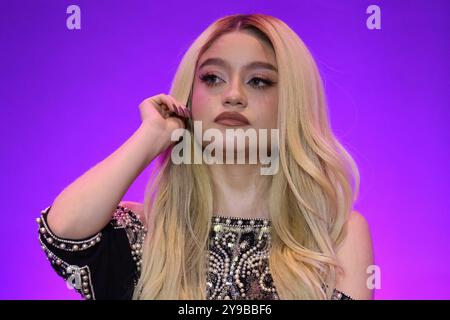 Mexico, Mexique. 09 octobre 2024. Karol Sevilla assiste à une conférence de presse pour promouvoir Coco en concert : une fête à retenir à l'Hôtel performes Regis à Mexico, Mexique, le 9 octobre 2024. (Photo de Yamak Perea/Eyepix Group) (photo de Eyepix/NurPhoto) crédit : NurPhoto SRL/Alamy Live News Banque D'Images