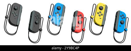 Console de contrôleurs de jeu vidéo réaliste isolée sur blanc Banque D'Images