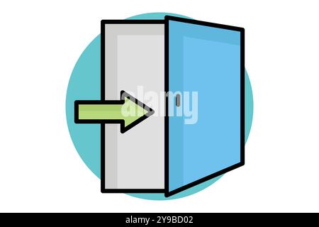 Icône d'entrée. style d'icône de contour coloré. ouvrez la porte avec la flèche. illustration vectorielle d'éléments hôteliers Illustration de Vecteur