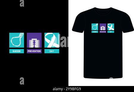 Toutes les blessures ne sont pas visibles conception de T-shirt de prévention du suicide, T-shirt de prévention du suicide, T-shirt de survie de prévention du suicide, T-shirt de prévention du suicide. Illustration de Vecteur