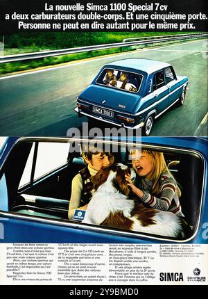 1971 Simca 1100 - publicité de voiture de presse française vintage Banque D'Images