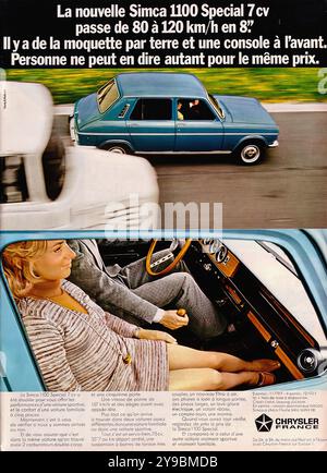 1971 Simca 1100 - publicité de voiture de presse française vintage Banque D'Images