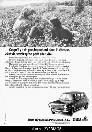 1971 Simca 1100 - publicité de voiture de presse française vintage Banque D'Images