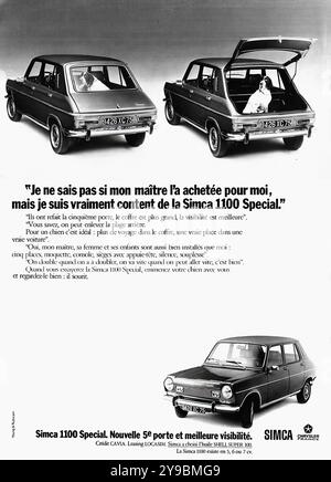 1971 Simca 1100 - publicité de voiture de presse française vintage Banque D'Images