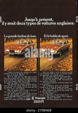 1973 Triumph 2500 PI - publicité de voitures de presse française vintage Banque D'Images