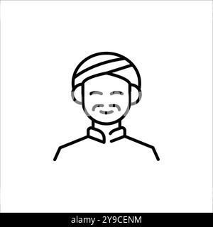 Homme avec icône turban Illustration de Vecteur