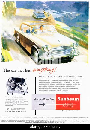 Sunbeam Rapier Series I (1956) - publicité de voiture de presse vintage Banque D'Images