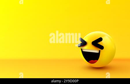 3D Smiling ball signe Emoticon icône Design pour le réseau social. Émoticône souriant. Emoji, concept. Illustration vectorielle Illustration de Vecteur
