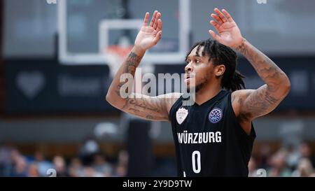 Wuerzbourg, Allemagne. 08 octobre 2024. IM Bild : Mike Lewis II (Wuerzburg Baskets, 0) 08.10.2024, FIT/One Wuerzburg Baskets v. KK Igokea, Ligue des champions de basket-ball, 2. Spieltag, Deutschland, Wuerzburg, tectake-Arena, crédit : dpa/Alamy Live News Banque D'Images