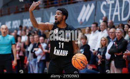 Wuerzbourg, Allemagne. 08 octobre 2024. IM Bild : Nelson Phillips (Wuerzburg Baskets, 11) 08.10.2024, FIT/One Wuerzburg Baskets v. KK Igokea, Ligue des champions de basket-ball, 2. Spieltag, Deutschland, Wuerzburg, tectake-Arena, crédit : dpa/Alamy Live News Banque D'Images