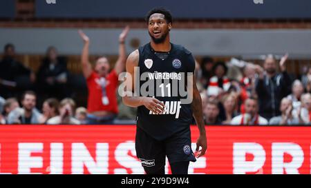 Wuerzbourg, Allemagne. 08 octobre 2024. IM Bild : Nelson Phillips (Wuerzburg Baskets, 11) 08.10.2024, FIT/One Wuerzburg Baskets v. KK Igokea, Ligue des champions de basket-ball, 2. Spieltag, Deutschland, Wuerzburg, tectake-Arena, crédit : dpa/Alamy Live News Banque D'Images