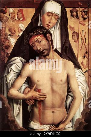 MEMLING, Hans (né vers 1440, Seligenstadt, d. 1494, Bruges) la Vierge montrant l'homme des douleurs c. 1480 huile sur bois, 52 x 36 cm Museo de la Capilla Real, Grenade il s'agit d'une version plus grande - authographique - de la peinture à la National Gallery of Victoria à Melbourne. --- mots-clés : ------------- Auteur : MEMLING, Hans titre : la Vierge montrant l'homme des douleurs chronologie : 1451-1500 École : flamande forme : peinture type : religieux Banque D'Images