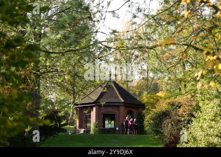 Visiteurs à l'Arboretum de Bodenham où les arbres montrent des couleurs automnales, à Kidderminster, Worcestershire. Date de la photo : jeudi 10 octobre 2024. Banque D'Images