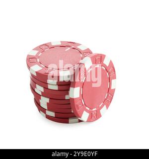 Jeu de poker. Jetons de casino isolés sur blanc Banque D'Images