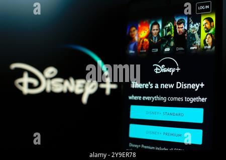 14 juillet 2024, Paraguay. Dans cette illustration photo, la page de connexion Disney plus s'affiche sur l'écran d'un smartphone. Banque D'Images