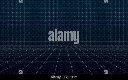 Perspective minimaliste grille HUD abstraite intersectant les lignes. Design d'arrière-plan moderne et épuré. Idéal pour l'affichage futuriste de produits. Illustration EPS parfaite pour mettre en valeur la technologie et le visuel élégant Illustration de Vecteur