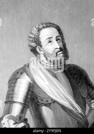 El CID. Portrait de Rodrigo Díaz de Vivar (v. 1043-1099), gravure de 1852. El CID, était un chevalier castillan et souverain dans l'Espagne médiévale. Banque D'Images