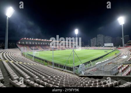 Zenica, Bosnie-Herzégovine. 10 octobre 2024. Football, équipe nationale, avant le match de la Ligue des Nations en Bosnie-Herzégovine, stade Bilino Polje, vue dans l'arène. Crédit : Christian Charisius/dpa/Alamy Live News Banque D'Images