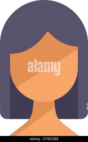 Illustration minimaliste d'une femme au visage vierge et aux cheveux foncés, idéale pour les avatars, les profils et plus encore Illustration de Vecteur