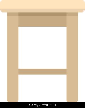 Tabouret en bois simple avec quatre jambes debout sur fond blanc, design minimaliste des meubles pour s'asseoir Illustration de Vecteur