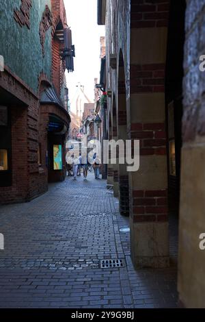 Brême, Allemagne - 1 septembre 2024 - Böttcherstraße, la célèbre rue à l'architecture inhabituelle dans le centre historique par une journée d'été ensoleillée Banque D'Images