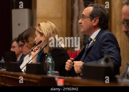 Barcelone, Espagne. 10 octobre 2024. Dernier jour du débat de politique générale au Parlement, où se tiennent les votes, y compris le plus notable, qui est la demande d'application immédiate de la loi d'amnistie. òltimo d'a del Debate de pol'tica general del Parlamento, donde se realizan las votaciones, entre ellas la que m‡s destaca es la solicitud de aplicaci-n inmediata de la Ley de Amnist'a. Sur la photo : Josep rull News, politique, Barcelona Spain jeudi 10 octobre 2024 (photo par Eric Renom/LaPresse) crédit : LaPresse/Alamy Live News Banque D'Images