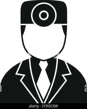 Médecin spécialiste portant costume avec miroir de tête debout dans un style simple isolé sur fond blanc pour toute conception de web Illustration de Vecteur